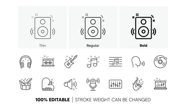 stock vector Guitar, Musical note and Headphones. Music line icons. Jazz saxophone linear icon set. Line icons set. Vector