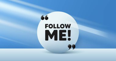 Beni takip et. Çember çerçeve, ürün sahnesi arka planı. Özel teklif işareti. Süper teklif sembolü. Çerçeve mesajını takip et. Minimum tasarım teklifi sahnesi. 3d virgül alıntısı. Vektör