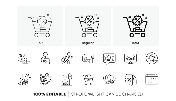 stock vector Accounting wealth, Businessman run and Add products line icons. Pack of Payment method, Calendar, Shopping cart icon. Card, Deflation, Crown pictogram. Delivery discount, Statistics. Vector