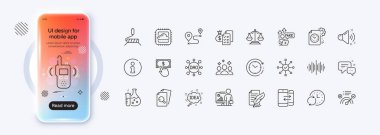 Web uygulaması için Journey, Dao ve Feather imza satırı simgeleri. Telefon modelleme gradyan ekranı. Sahte internet, ses dalgası, doğru cevap ikonları. Vektör