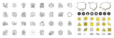 Teftiş, Bitcoin projesi ve web uygulaması için İş adamı satırı simgeleri. Tasarım unsurları, sosyal medya simgeleri. Başlangıç, Para, Kat Planı simgeleri. Saat, bilgi, kalp değerleri. Vektör