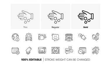 Gülen surat, evde çalışmak ve kardiyo takvimi simgeleri. İkili kod paketi, Takvim, Araba servisi simgesi. Anket sonuçları, teklif teklifi, internet fotoğrafı. İstatistiksel zamanlayıcı, akıllı telefon bozuk. Vektör