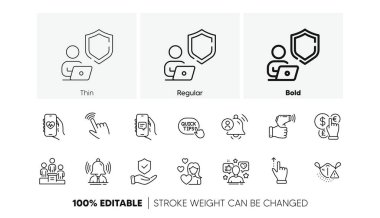 Elektronik termometre, Aşk ve Etki hattı simgeleri. Sağlık uygulaması, İmleç, Kalkan simgesi paketi. Marka, hızlı tüyolar, iş podyumu resimleri. Para birimi, Sohbet uygulaması, Tıbbi maske. Satır simgeleri. Vektör