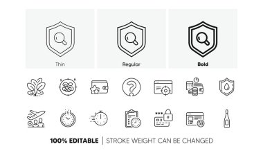 Soru işareti, Sadakat programı ve Seo 'nun çizgi simgelerini hedef alması. Bir paket ıspanak, sınav zamanı, kilit simgesi. İnternet, zaman, stres piktogramı. Yemek zamanlayıcısı, teftiş, yolcu. - Şampanya. Vektör