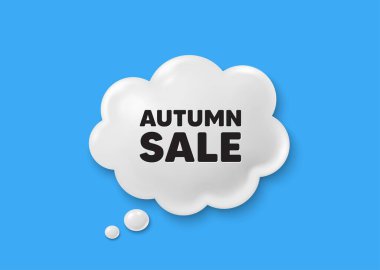 Sonbahar indirimi etiketi. Komik konuşma kabarcığı 3D simgesi. Özel fiyat tabelası. Reklam indirimi sembolü. Sonbahar satış teklifi. Konuşma balonu komik afişi. İndirimli balon. Vektör