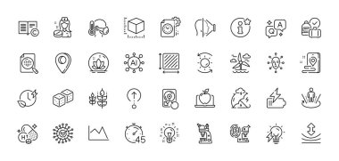 Glütensiz, Coronavirus ve paket boyut simgeleri paketlendi. Al, Soru ve Cevap, Harita iğne simgeleri. Dayanıklılık, hasta adam, güneş koruma ağı ikonu. Mikroskop, kare alan, piktogram yerleştirin. Vektör