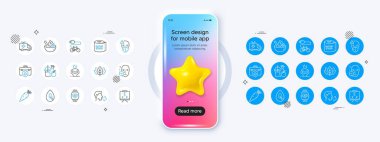 Havuç, meyve suyu ve alkol ikonu yok. 3D yıldız ikonuyla telefon modeli. Bir paket tuvalet kağıdı, organik test, salata ikonu. Tıbbi maske, elektrikli bisiklet, kardiyo eğitimi için resim. Vektör