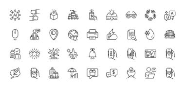 Finansal uygulama, Battery and Analysis uygulama hattı simgeleri paketi. Al, Soru ve Cevap, Harita iğne simgeleri. Çevrimiçi soru, Yıldız, Seo strateji web simgesi. İnceleme, Yazıcı, Dondurucu Su Pictogramı. Vektör