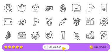 Kılavuz, Pantolon ve Gezegen Çizgisi simgelerini web uygulaması için kaydet. Paket paket, 3D çizelge, Yaprak çiğ resim simgeleri. Borç yüzde, bitcoin tazeleme, Milestone işaretleri. Yapay renkler, Fırça. Arama barı. Vektör
