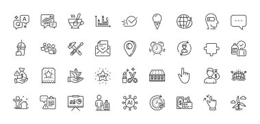 Rüşvet, onaylanmış posta ve muhasebe satırı simgeleri paketi. Al, Soru ve Cevap, Harita iğne simgeleri. Bulmaca, çay fincanı, İnsan Kaynakları web simgesi. İşaretli kutucuk, kart, dokunmatik ekran görüntü grafiği. Vektör