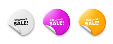 Exclusive Sale tag. Price tag sticker with offer message. Special offer price sign. Advertising Discounts symbol. Sticker tag banners. Discount label badge. Vector clipart