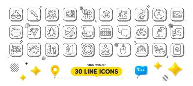 Motherboard, Dresser and Timer line icons pack. 3d design elements. Wedding rings, Statistics, World money web icon. Food delivery, Zinc mineral, Yoga balance pictogram. Vector clipart