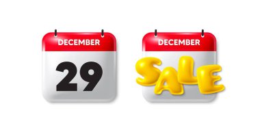 Calendar date sale 3d icon. 29th day of the month icon. Event schedule date. Meeting appointment time. 29th day calendar message. Save the date 3d banner. Day or Month of sales. Vector clipart