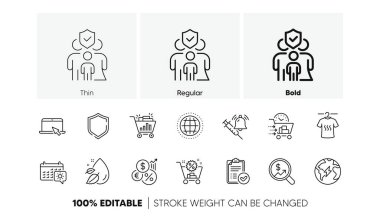 Onaylanmış rapor, Seo alışverişi ve elektrik hattı simgeleri. Para birimi denetimi, aşı duyurusu, aile sigorta ikonu. Taşınabilir bilgisayar, su damlası, alışveriş arabası fotoğrafı. Vektör