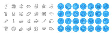 Food app, Food delivery and Potato line icons pack. Ice cream, Plate, Table knife web icon. Gas grill, Spinach, Recycle water pictogram. Beer, Mocha, Walnut. Frying pan, Dishes, Home grill. Vector clipart