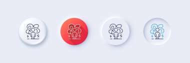 Difficult stress line icon. Neumorphic, Red gradient, 3d pin buttons. Anxiety depression sign. Mental health or Psychology symbol. Line icons. Neumorphic buttons with outline signs. Vector clipart