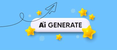 Yapay zeka arama çubuğu oluştur. Düzlem çizgisi simgesini paylaş. Yapay zeka oluştur. Yapay zeka işareti. Ai teknoloji sembolü. 3D yıldızlı arama tuşu. Vektör