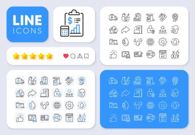 5g technology, Face declined and Report line icons for web app. Message, Share, Like social media icons. Pack of Globe, Device, Energy price pictogram icons. Vector clipart