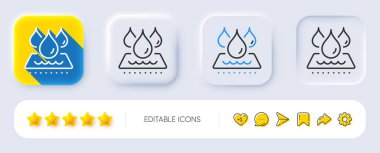 Su geçirmez çizgi simgesi. Neumorfik, düz gölge, üç boyutlu düğmeler. Suya dayanıklı. Koruma sembolünü bırak. Hat su geçirmez ikon. Sosyal medya simgeleri. Vektör