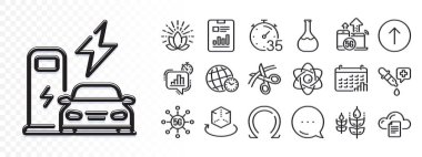 Web uygulaması için istatistik zamanlayıcısı, takvim grafiği ve artırılmış gerçeklik çizgisi simgeleri. Işık efektinin parıltısı. İleti simgesi. Şarj istasyonu paketi, makas, glütensiz piktogram simgeleri. Vektör