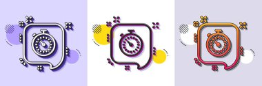 Zamanlayıcı çizgisi simgesi. Yarı ton noktalı desen. Gradyan simgesi ve tahıl gölgesi. Konuşma baloncuğu işaretindeki saat ya da zaman. Çizgi zaman simgesi. Çeşitli tasarımlar. Vektör