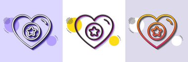 Heart and Star çizgi ikonu. Yarı ton noktalı desen. Gradyan simgesi ve tahıl gölgesi. İşaret gibi bir şey. Pozitif geri bildirim sembolü. Çizgi kalp ikonu. Çeşitli tasarımlar. Vektör