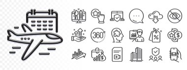 İndirim etiketleri, zihinsel muamma ve web uygulaması için maaş çizgisi simgeleri. Işık efektinin parıltısı. İleti simgesi. Bir paket Posta uygulaması, bakmıyorum, Güvenlik Teşkilatı resim simgeleri. Vektör