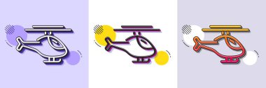 Helikopter taşıma hattı simgesi. Yarı ton noktalı desen. Gradyan simgesi ve tahıl gölgesi. Uçuş taşıma işareti. Hat helikopter simgesi. Çeşitli tasarımlar. Vektör