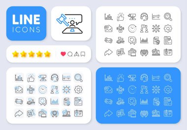 Takım çalışması soruları, Web3 ve Sütun diyagramı web uygulaması için simgeler. Mesaj, Paylaş, sosyal medya simgeleri gibi. Mahkeme yargıcı sürüsü, siber saldırı, ikili kod ikonları. Vektör