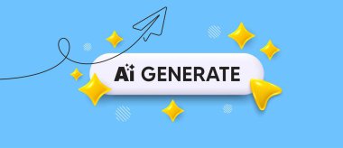 Yapay zeka arama çubuğu oluştur. Düzlem çizgisi simgesini paylaş. Yapay zeka oluştur. Yapay zeka işareti. Ai teknoloji sembolü. 3 boyutlu ışıltılı arama tuşu. Vektör