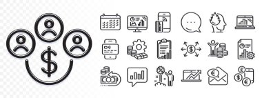 Dolar değişimi, para birimi oranı ve web uygulaması için satış çizelgesi simgeleri. Işık efektinin parıltısı. İleti simgesi. Stres paketi, temassız ödeme, analitik sohbet ikonları. Vektör