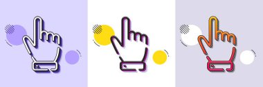 El imleç çizgisi simgesi. Yarı ton noktalı desen. Gradyan simgesi ve tahıl gölgesi. Eylem işaretine tıklayın. Parmak göstergesi sembolü. Satır imleç simgesi. Çeşitli tasarımlar. Vektör