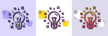 Fikir çizgisi simgesi. Yarı ton noktalı desen. Gradyan simgesi ve tahıl gölgesi. Ampul ya da lamba işareti. Yaratıcılık, Çözüm veya Düşünme Sembolü. Çizgi fikir ikonu. Çeşitli tasarımlar. Vektör