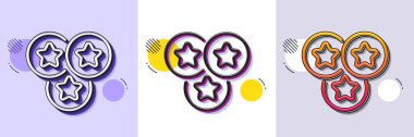 Yıldız çizgisi simgesi. Yarı ton noktalı desen. Gradyan simgesi ve tahıl gölgesi. En iyi derecelendirme. Derecelendirme sembolü Çizgi yıldızları simgesi. Çeşitli tasarımlar. Vektör