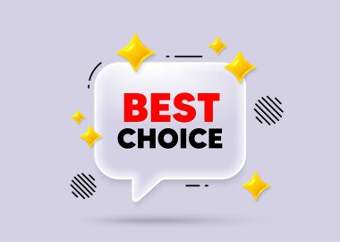 En iyi seçenek konuşma balonu. Sosyal medya konsepti. En iyi seçenek. Özel indirimli tabela. Reklam indirimi sembolü. 3D Sparkles sohbet balonu. Vektör