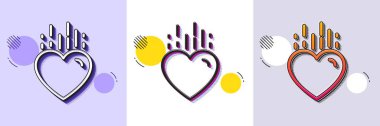 Kalp çizgisi ikonu. Yarı ton noktalı desen. Gradyan simgesi ve tahıl gölgesi. Duygusal işaretleri severim. Sevgililer Günü sembolü. Çizgi kalp ikonu. Çeşitli tasarımlar. Vektör
