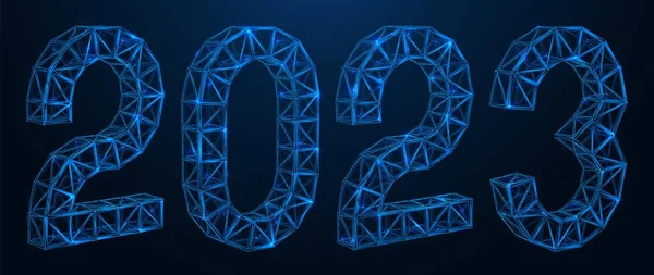 Будівельні Конструкції Вигляді Чисел 2023 Полігональні Лінії Точки Синій Фон — стоковий вектор