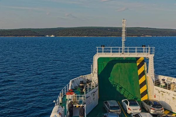 Porozina Cres Croatia April 2020 Boarding Passenger Vehicle Ferry Runs — Stock Photo, Image