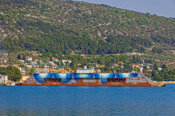 Cres Croazia Aprile 2020 Costruzione Pontili Costruzione Navale Con Piccola — Foto Stock