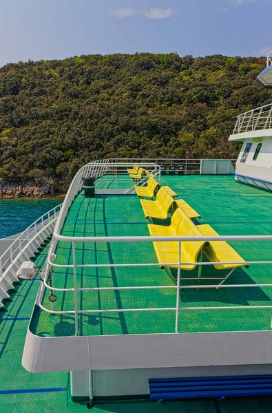 Porozina Cres Croatia April 2020 Yellow Passenger Seats Ferry Kornati — 图库照片