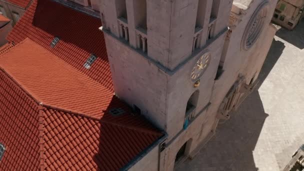 Foto Aérea Catedral Ciudad Vieja Korcula Región Dalmacia Croacia — Vídeos de Stock