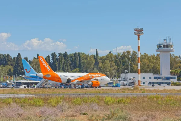 Corfu Greece September 2019 Easyjet Airbus A319 111 Tui Boeing — Stock Photo, Image