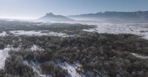 Αεροφωτογραφία Του Οροπεδίου Zir Στην Περιοχή Lika Χειμερινή Περίοδος Στην — Αρχείο Βίντεο