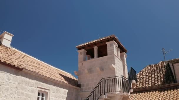 Aerial Shot Old Town Marco Polo House Korcula Dalmatia Region — Vídeo de stock