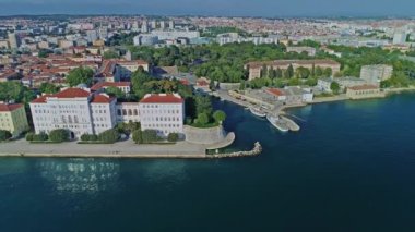 Aerial view of the Fosa and university in town Zadar Croatia.