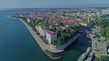 Aerial view of the Adriatic sea coastal town Zadar Croatia.