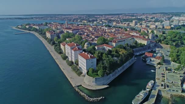 Aerial View Adriatic Sea Coastal Town Zadar Croatia — 图库视频影像