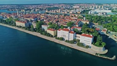 Aerial view of the Adriatic sea coastal town Zadar Croatia.