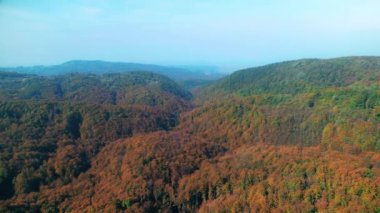 Sonbahar, hill Zagorje bölgesinde Zagreb Hırvatistan yakınındaki ormanda havadan görünümü.