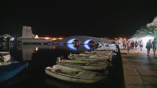 Pag Kroatien August 2020 Sommerstemning Havnefronten Turistsæsonen – Stock-video